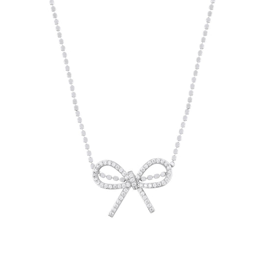 Tc Bow - Ball Chain Necklace Silver