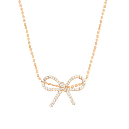 Tc Bow - Ball Chain Necklace Gold