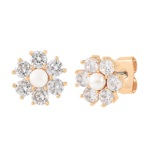 Tc Daisy - Cz 1cm Stud Earrings Gold
