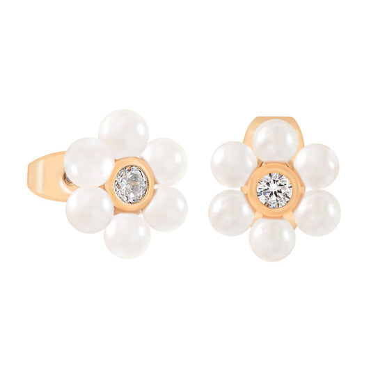 Tc Daisy - Pearl Stud Earrings Gold