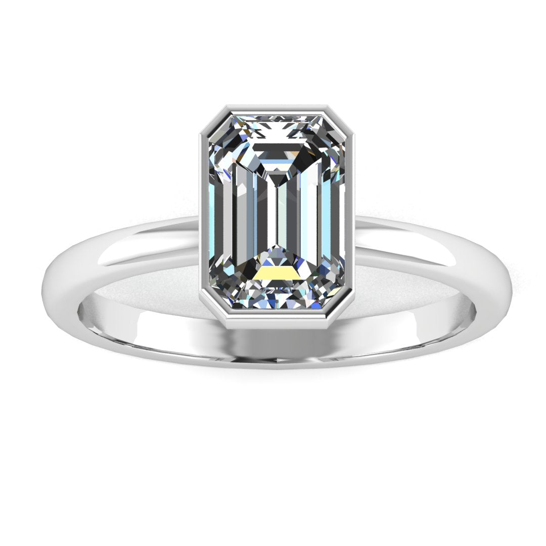 Emerald Cut Diamond Bezel Set Ring
