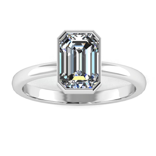 Emerald Cut Diamond Bezel Set Ring