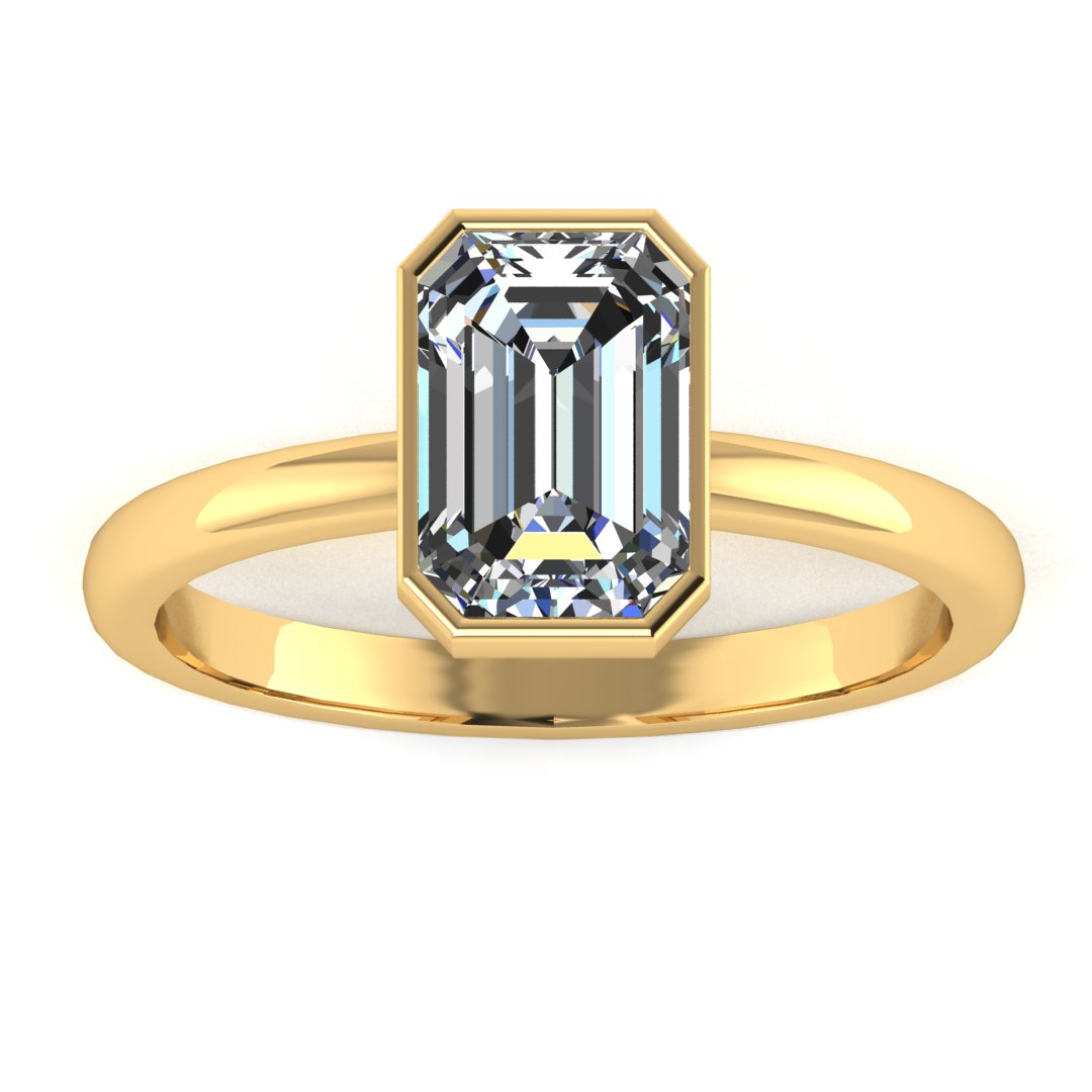 Emerald Cut Diamond Bezel Set Ring
