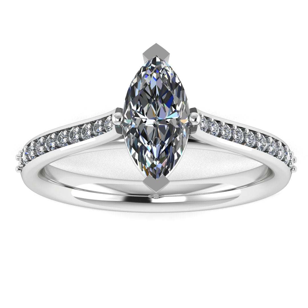 Marquise Cut Diamond Ring with Diamond Set Shoulders