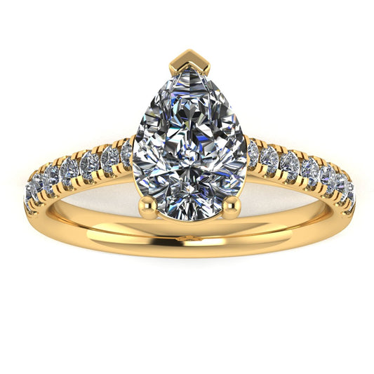 Pear Shape Diamond Ring with Diamond Set Shoulders