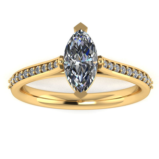 Marquise Cut Diamond Ring with Diamond Set Shoulders