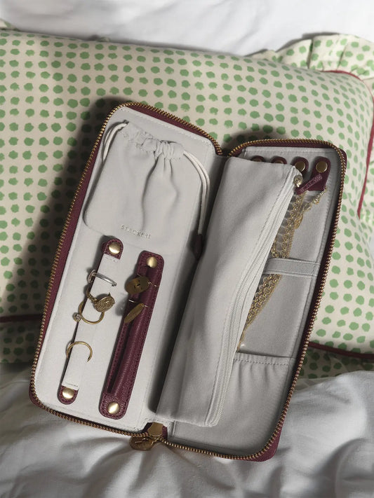 Jewellery Roll - Burgundy