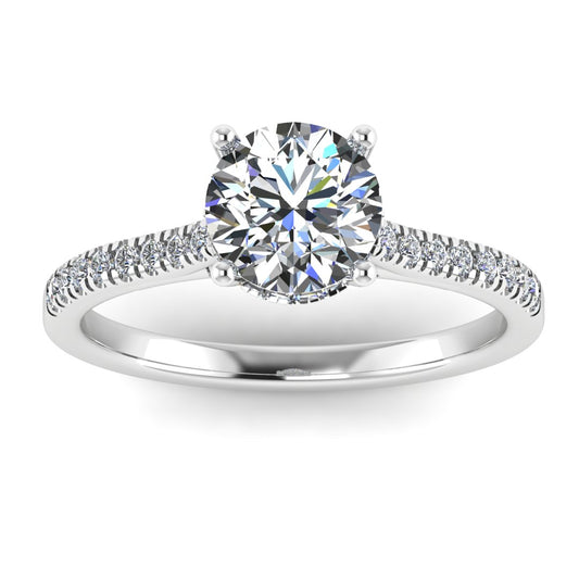Brilliant Cut Diamond Solitaire Under Halo Ring