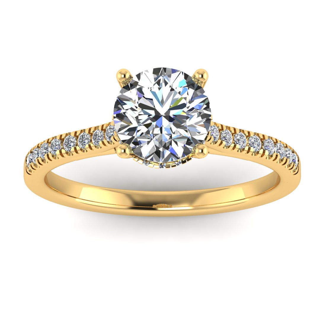 Brilliant Cut Diamond Solitaire Under Halo Ring