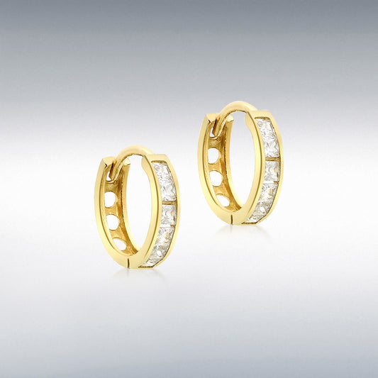 9ct Yellow Gold CZ Band Huggy Earrings
