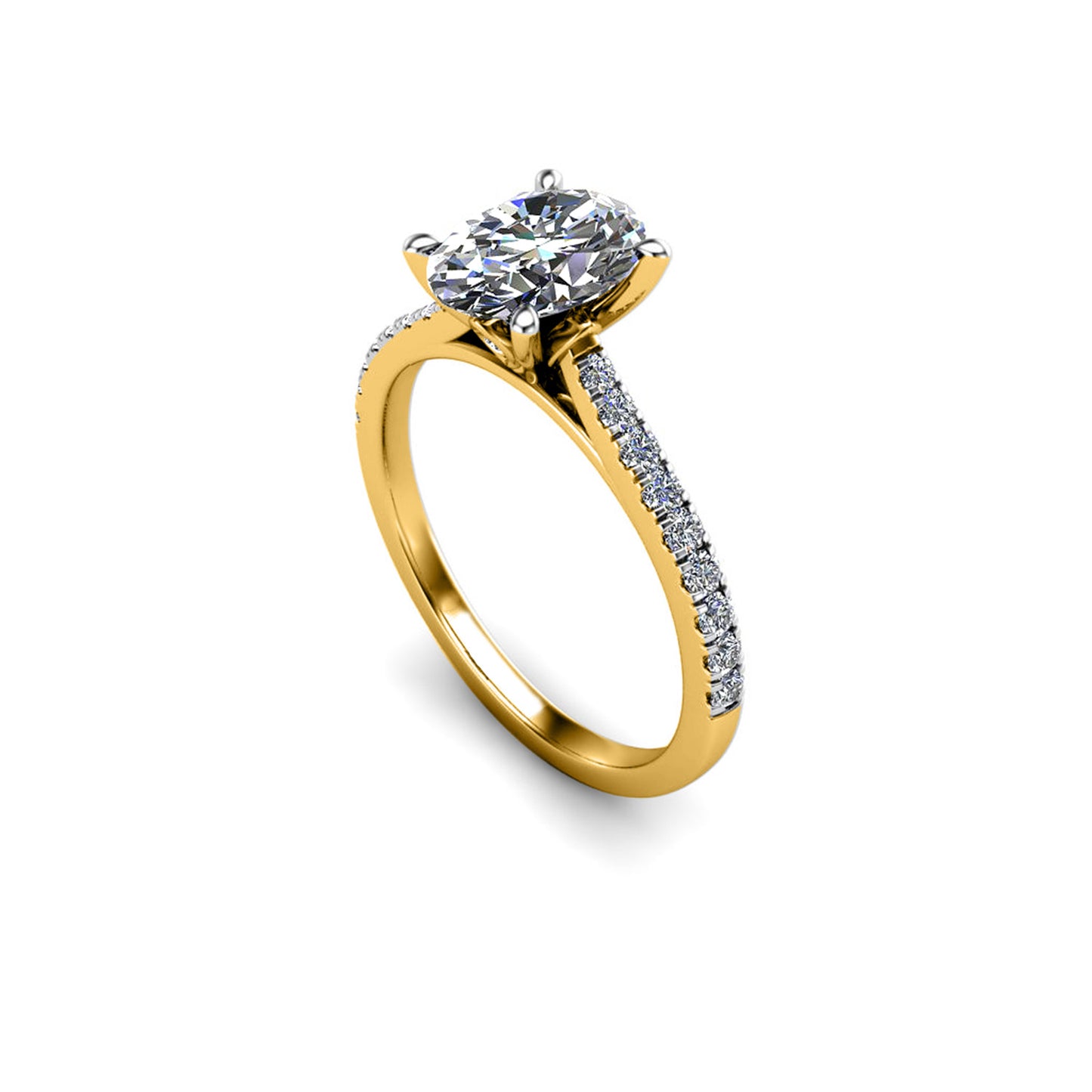 Oval Diamond ring with Diamond set Shoulders and Secret Diamond Setting