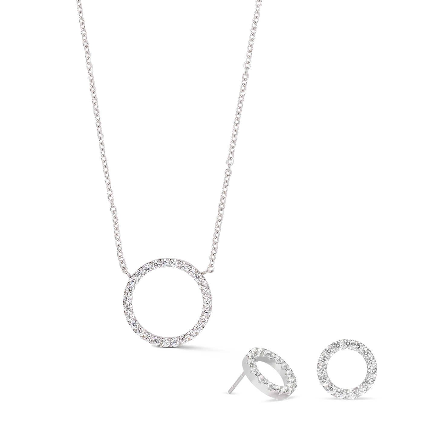 Necklace & Earrings Set-Sparkling Circle silver/crystal