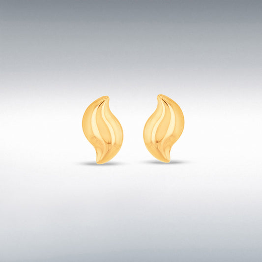 9ct Yellow Gold Wave Stud Earring