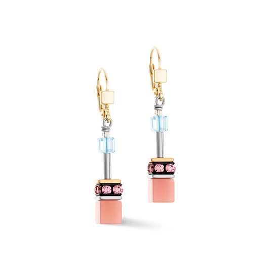 GeoCUBE® Iconic earrings aqua-apricot