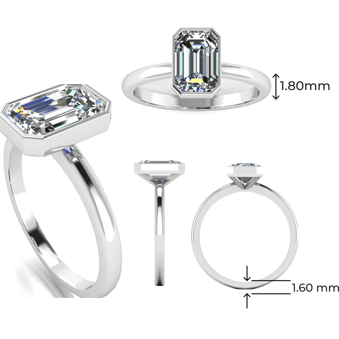 Emerald Cut Diamond Bezel Set Ring