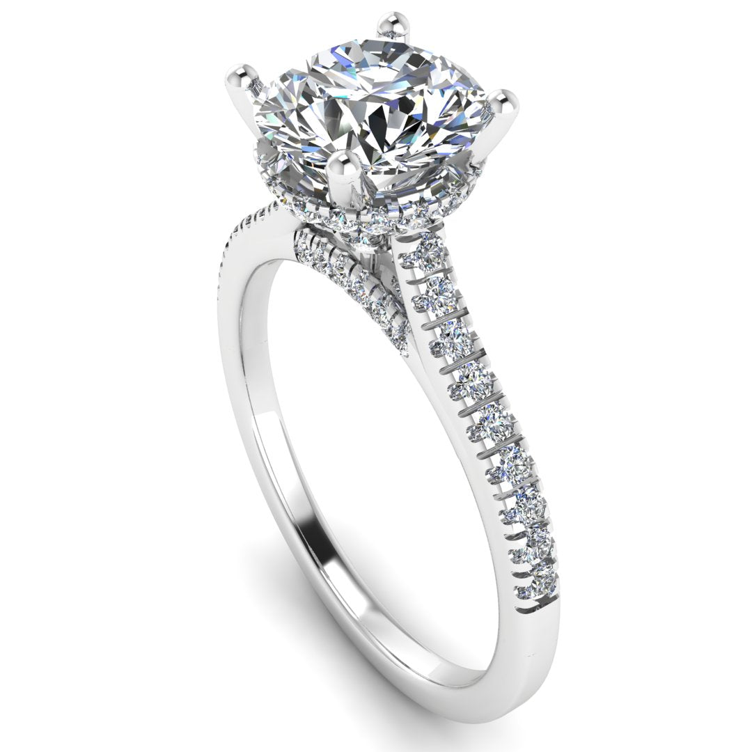 Brilliant Cut Diamond Solitaire Under Halo Ring