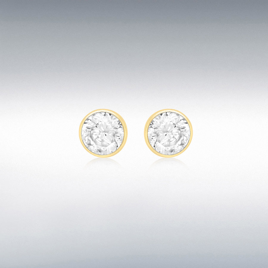 9ct Yellow Gold Round CZ Stud Earrings