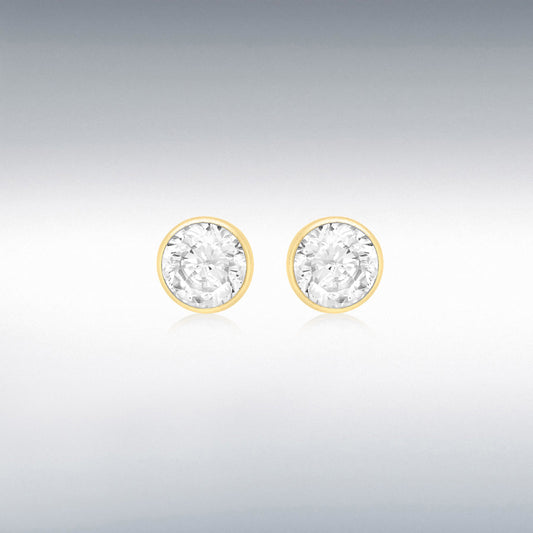 9ct Yellow Gold Round CZ Stud Earrings