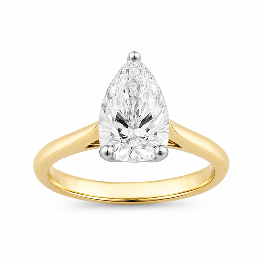 9ct Gold Lab Pear Cut Diamond Ring