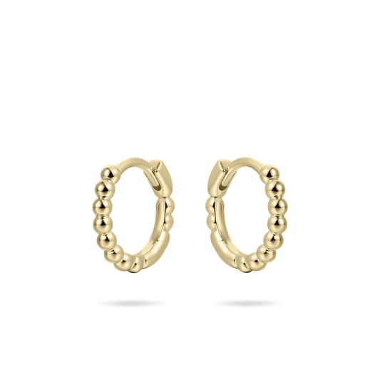 Gold Beaded Small Hoop Earrings