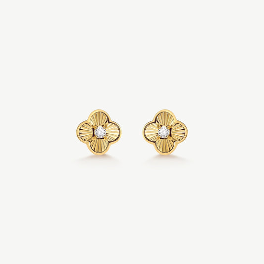 Pleated Clover Studs