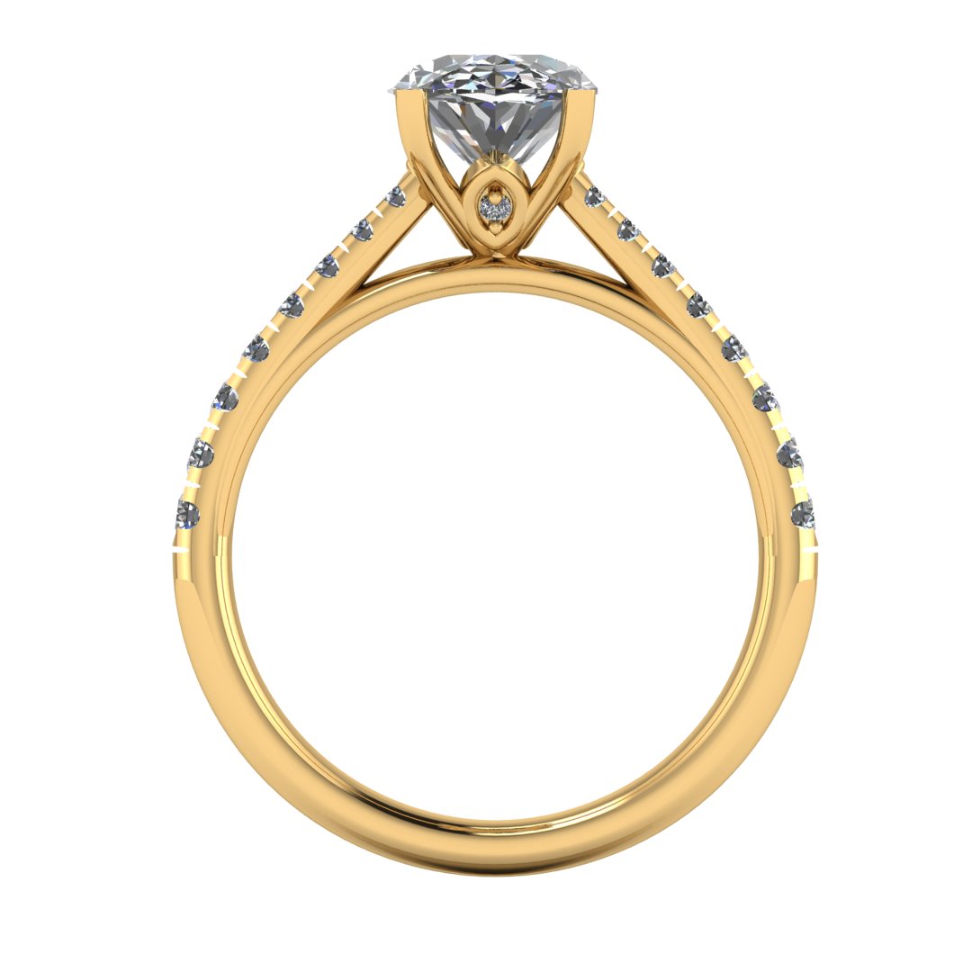 Oval Diamond ring with Diamond set Shoulders and Secret Diamond Setting