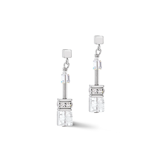 GeoCUBE® Iconic Nature earrings silver-white