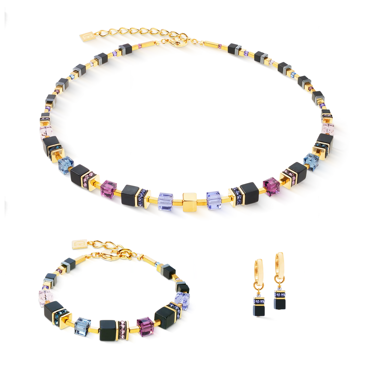 GeoCUBE® Precious Classic necklace Blue Moon gold