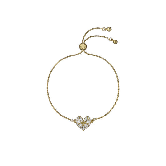 TED BAKER CHERISA: Crystal Cluster Heart Adjustable Bracelet Gold Tone