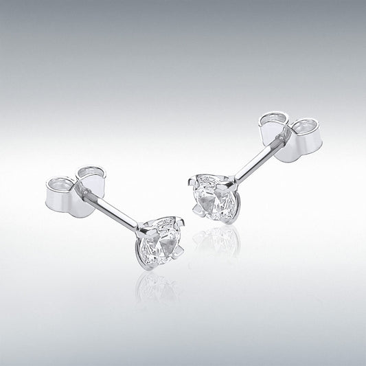 9ct White Gold Round CZ Stud Earrings