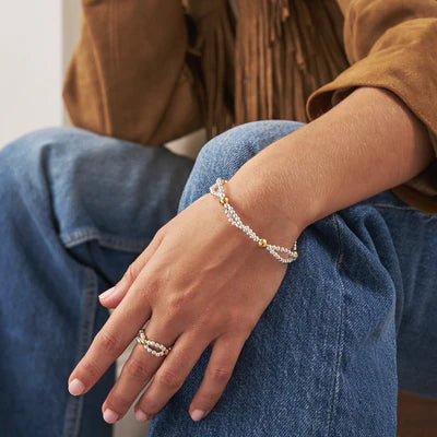 Mixed Metal Entwined Double Ring