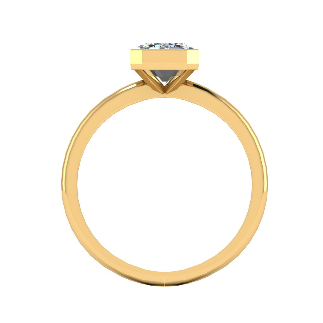 Emerald Cut Diamond Bezel Set Ring