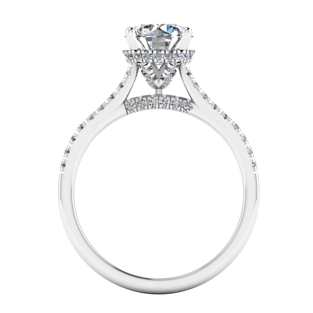 Brilliant Cut Diamond Solitaire Under Halo Ring