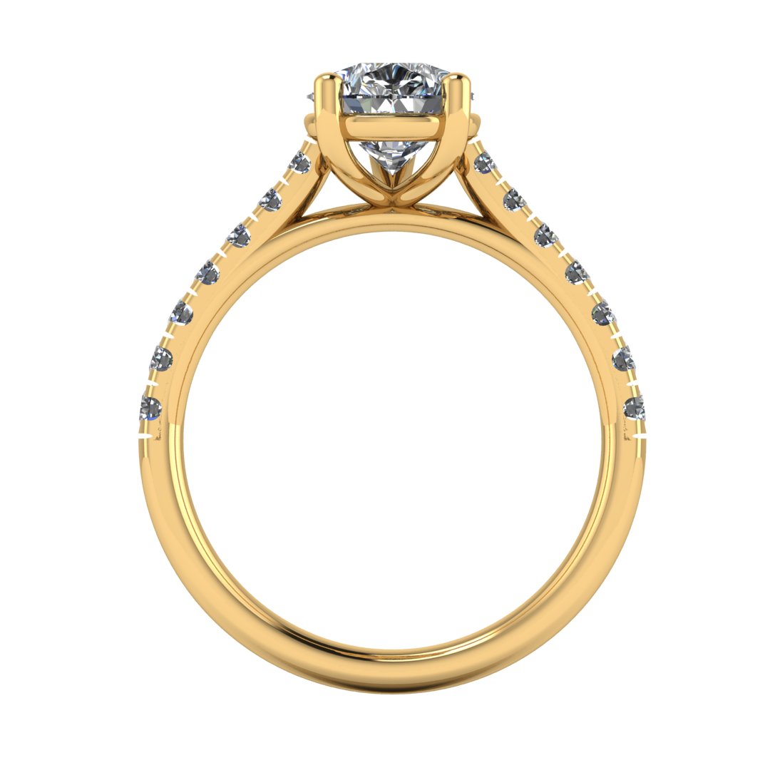 Pear Shape Diamond Ring with Diamond Set Shoulders