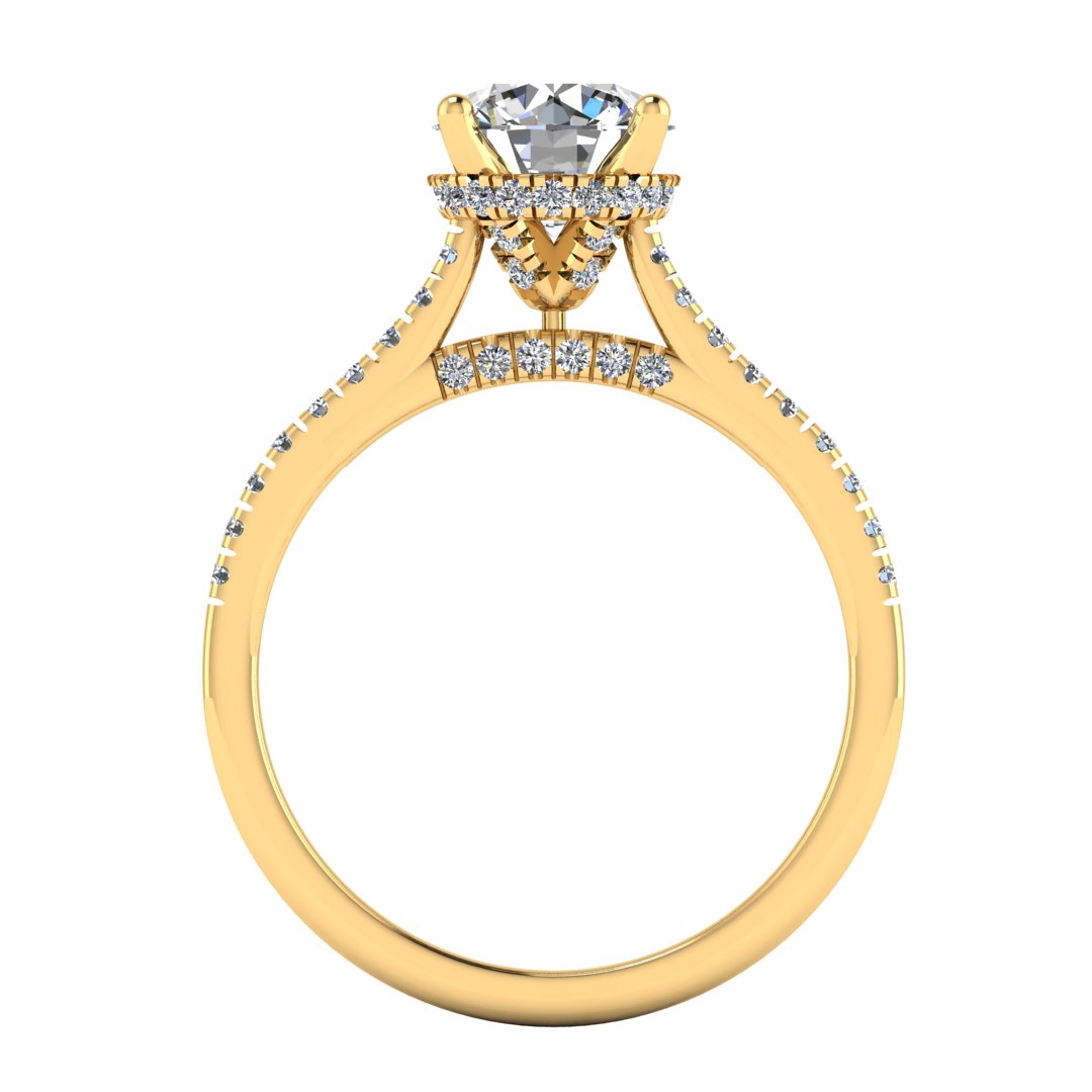 Brilliant Cut Diamond Solitaire Under Halo Ring