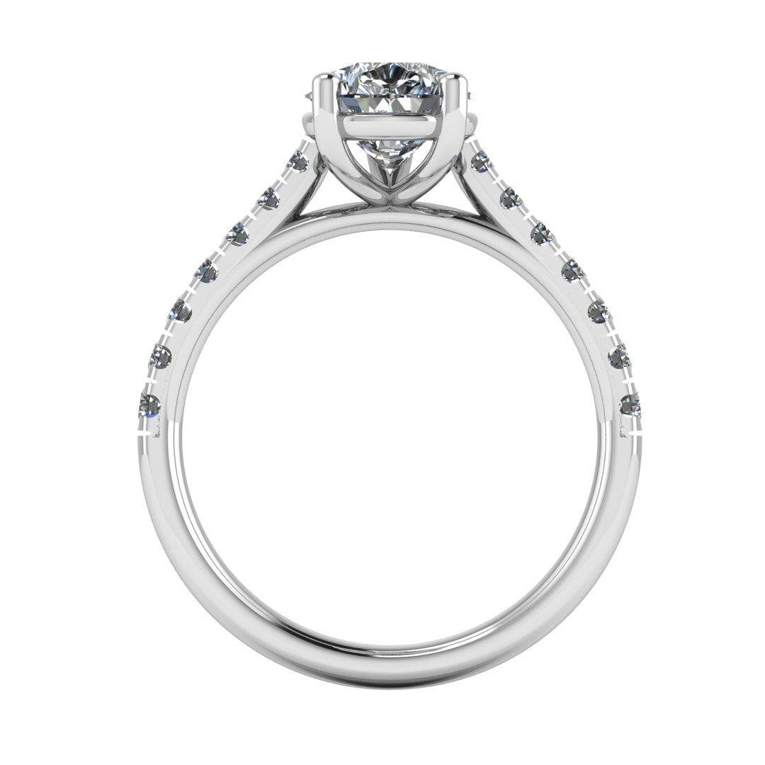Pear Shape Diamond Ring with Diamond Set Shoulders