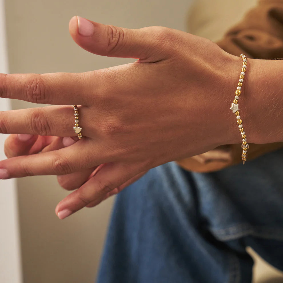 Mixed Metal Inset Heart Bracelet