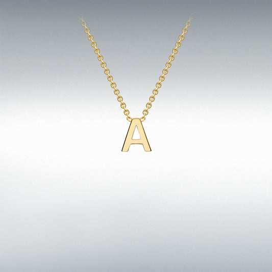 9ct Yellow Gold 'A' Initial Adjustable Necklace