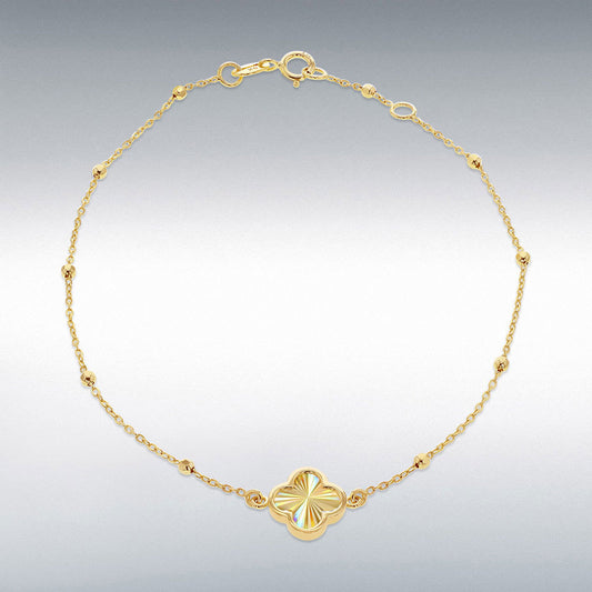 9ct Yellow Gold Rainbow Petal Adjustable Trace and Ball Bracelet