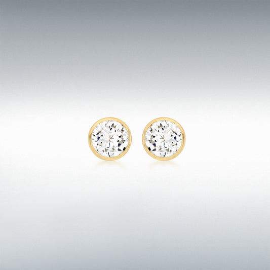 9ct Yellow Gold 4mm CZ 5mm Round Stud Earrings