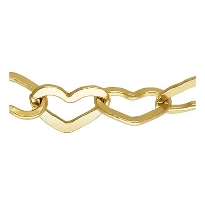 14CT Yellow Gold Filled Flat Heart Chain 27 cm Anklet