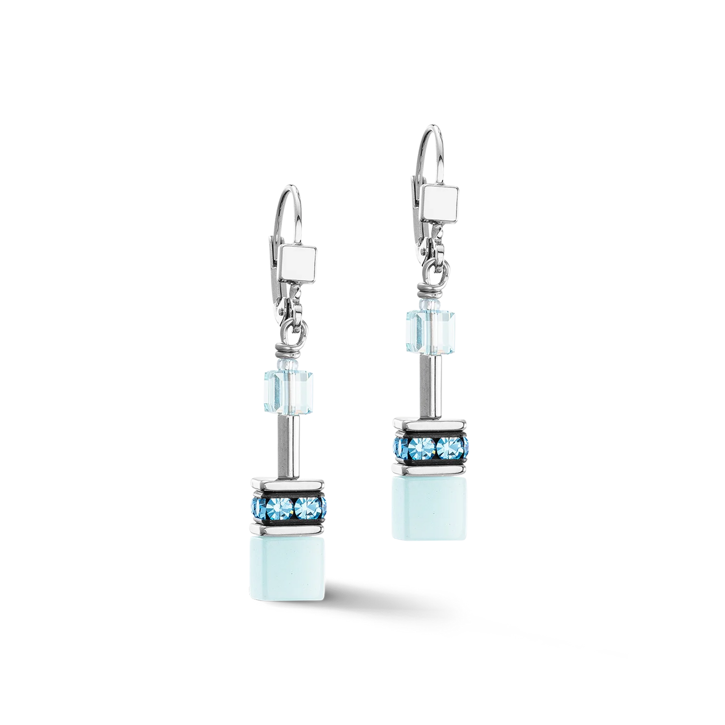 GeoCUBE® Iconic Mono Silver earrings ice blue