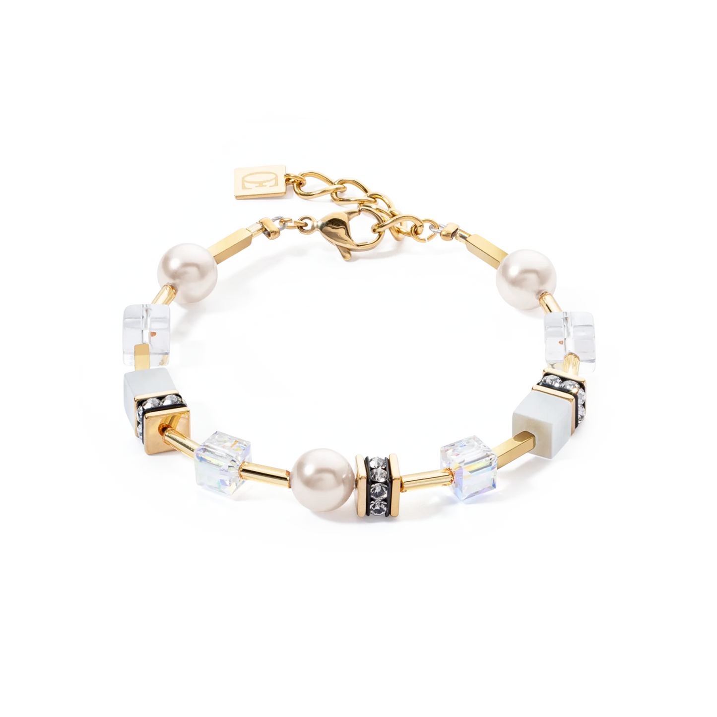 GeoCUBE® Iconic Pearl Mix bracelet gold-white