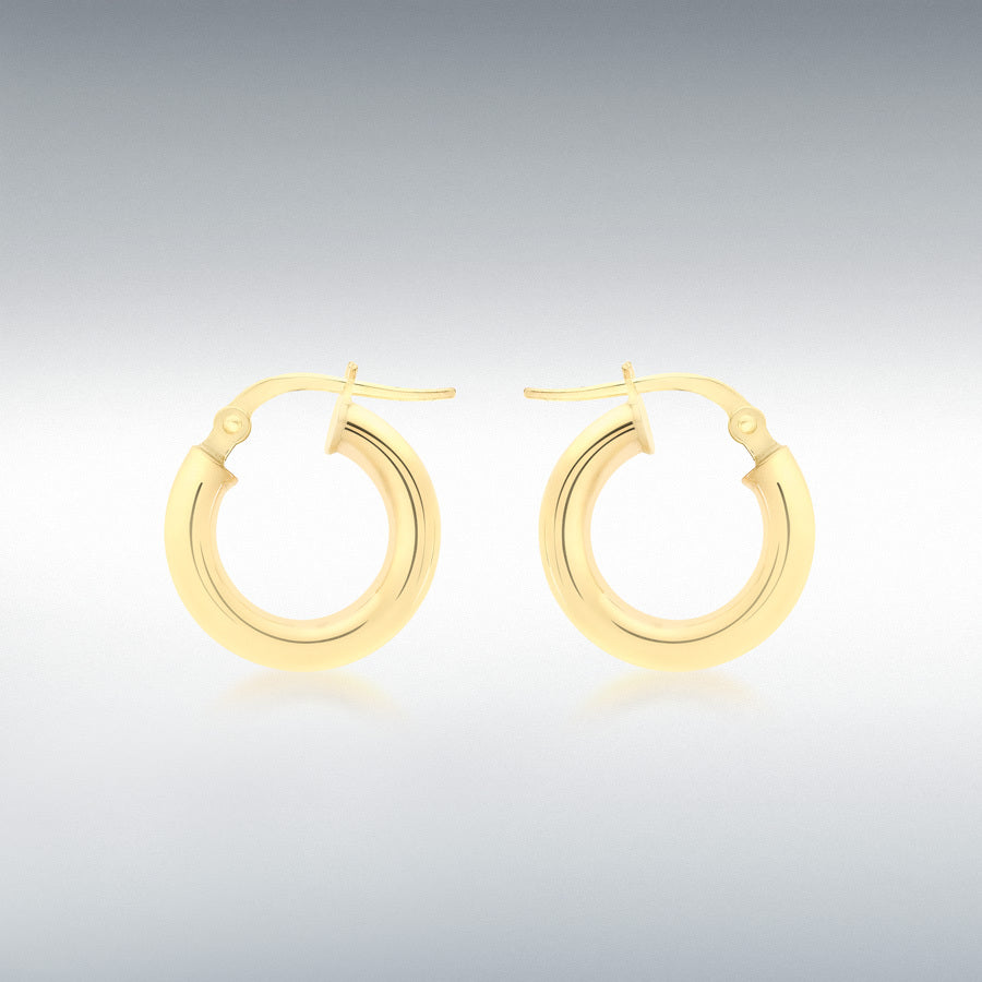 9ct Yellow Gold Round-Tube Polished Hoop Creole Earrings