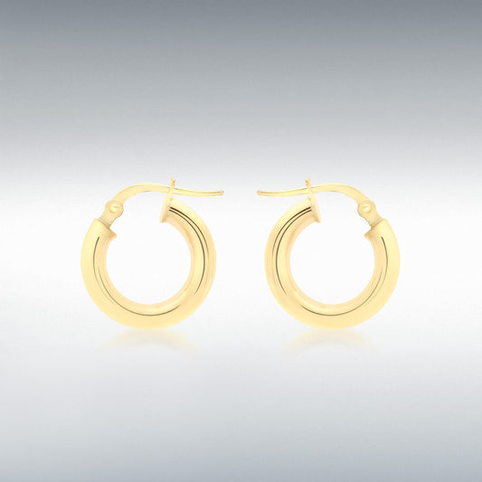 9ct Yellow Gold Round-Tube Polished Hoop Creole Earrings
