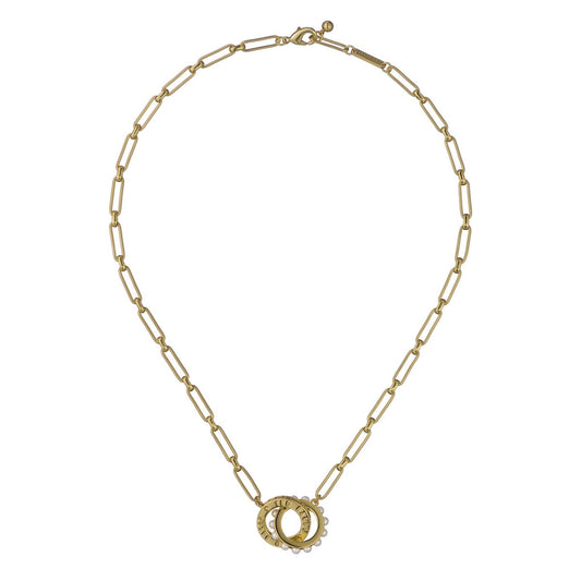 TED BAKER LOLA: Double Logo Link Necklace Gold Tone White Pearl