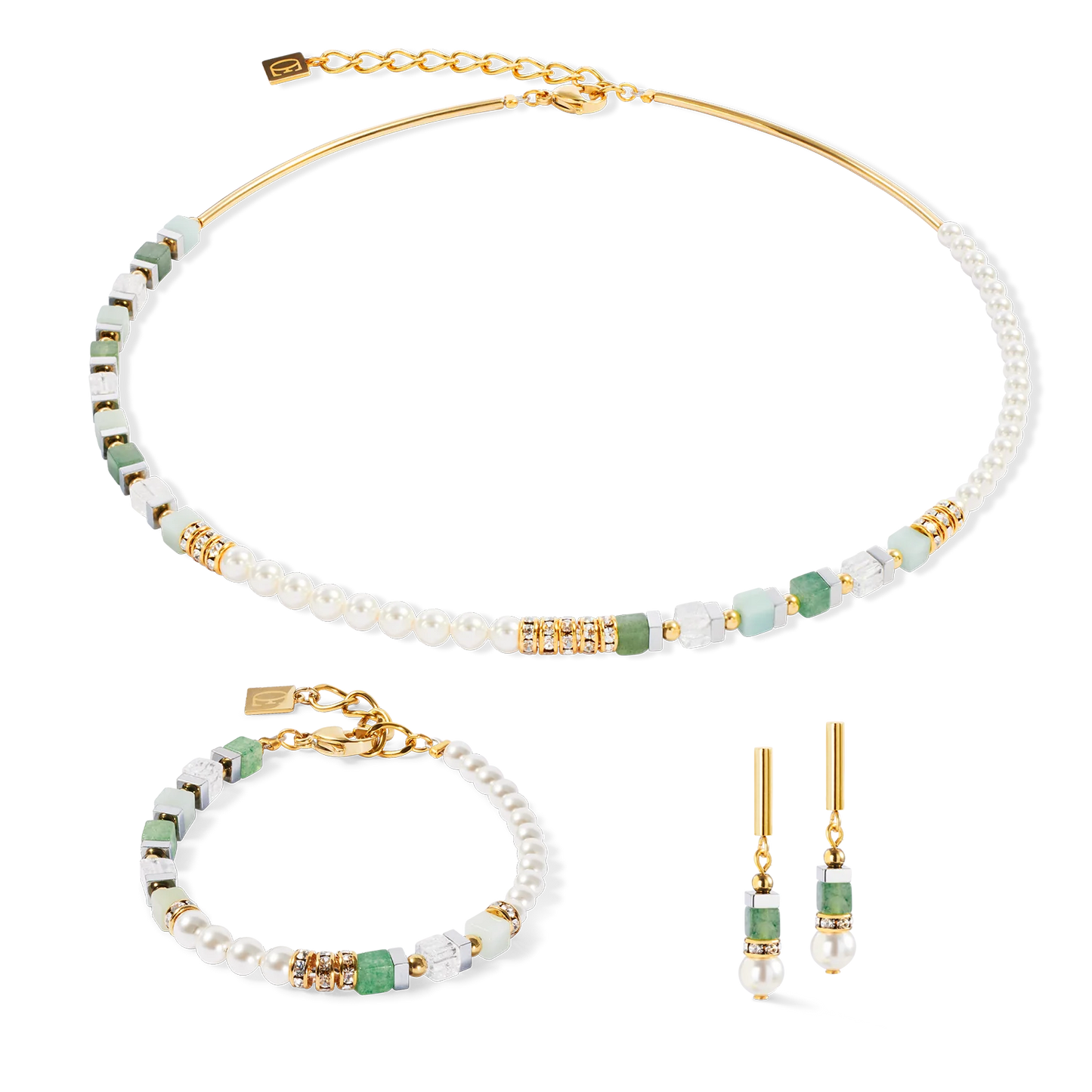 Precious Fusion Offset earrings gold-green
