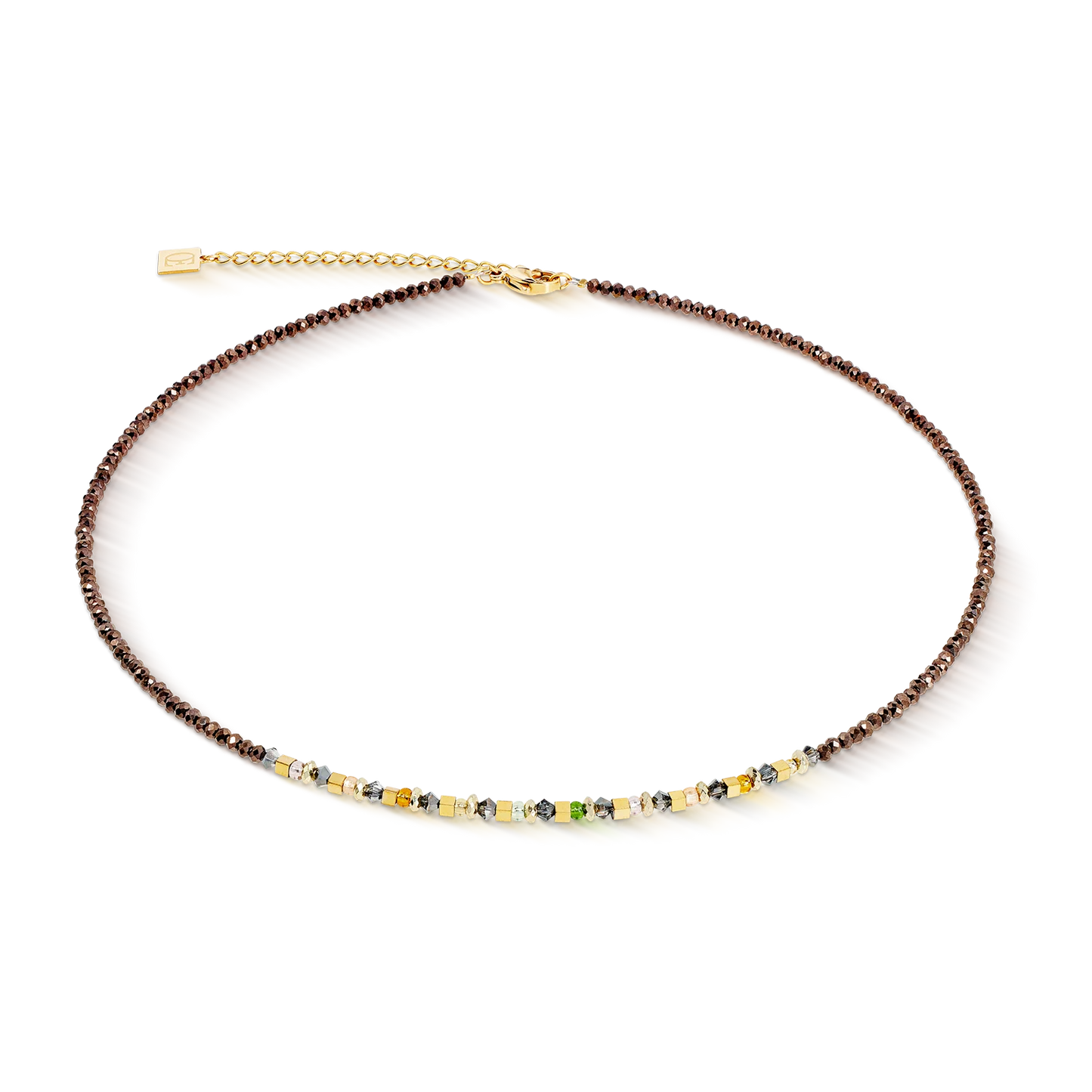 Necklace golden Whisper brown-olive