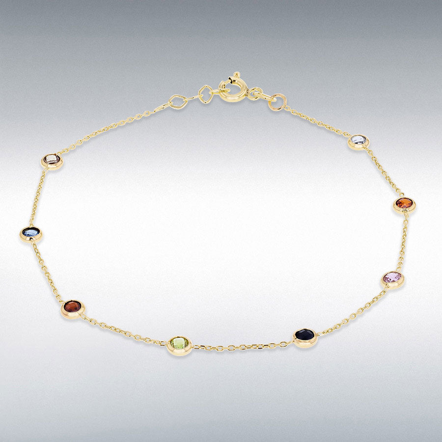 9ct Yellow Gold Multi Coloured CZ Bracelet