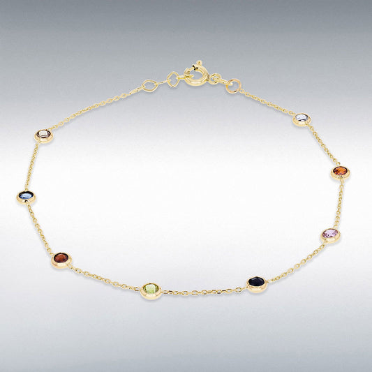 9ct Yellow Gold Multi Coloured CZ Bracelet